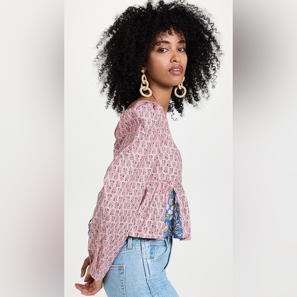 ALIX OF BOHEMIA Caroline Aster Multi-Floral Empire-Waist Crop Top . - Picture 2 of 10